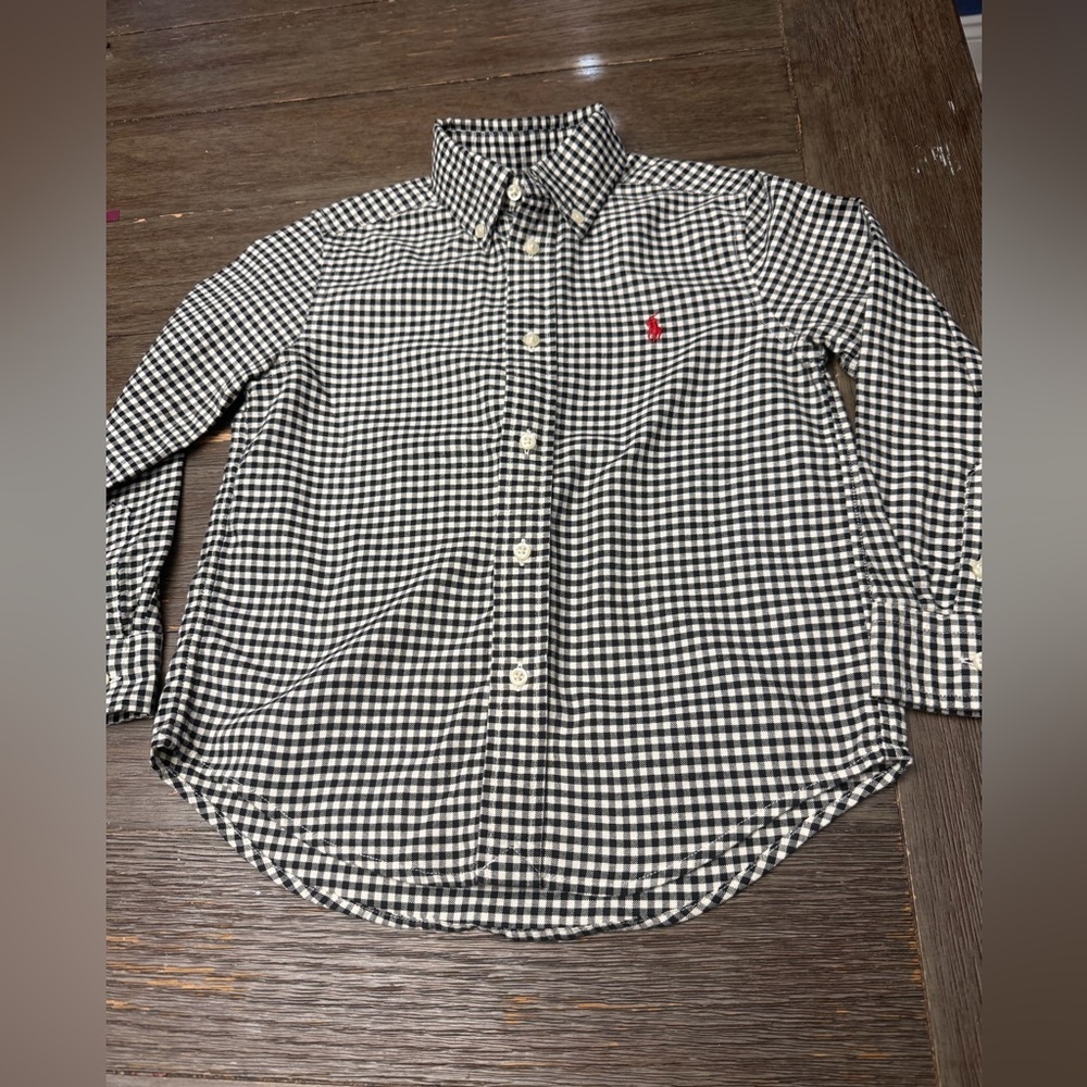 Ralph Lauren stripe black white boys long sleeve button down shirt size 5